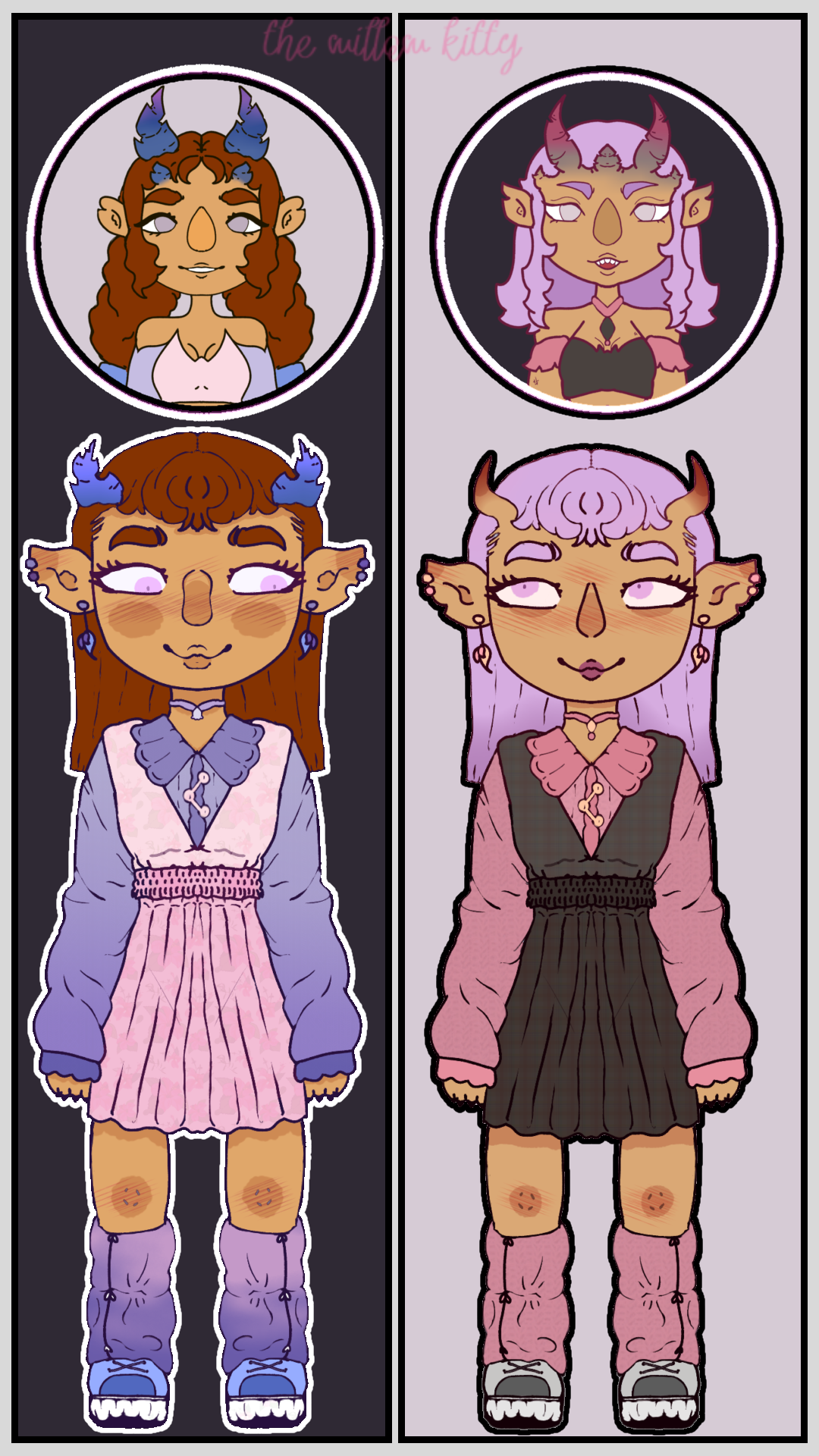 twin girl with horns