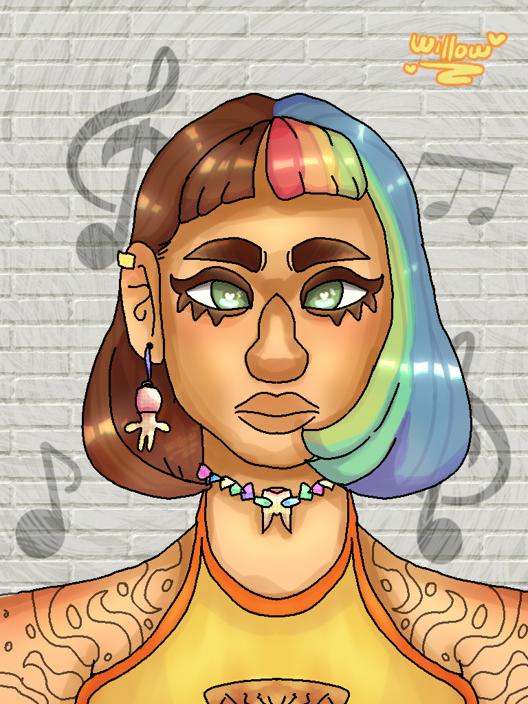 girl with rainbow hair
